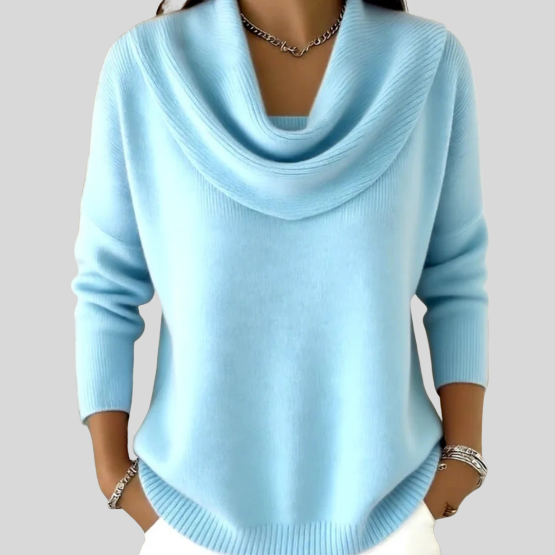 Comfortable Knit Sweater for Women with Cowl Neck Long Sleeve Relaxed Oversized Style