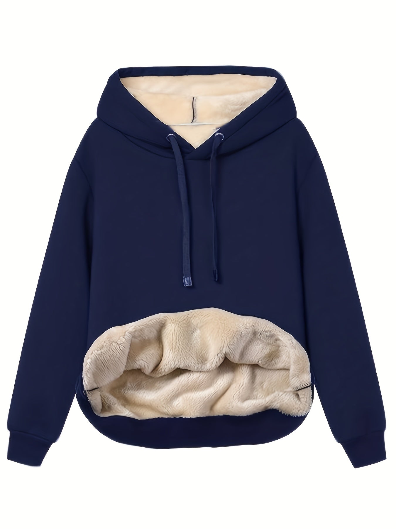 Comfortable Sherpa Lined Fleece Hoodie for Women with Drawstring Hood Long Sleeve Oversized Kangaroo Pocket Style
