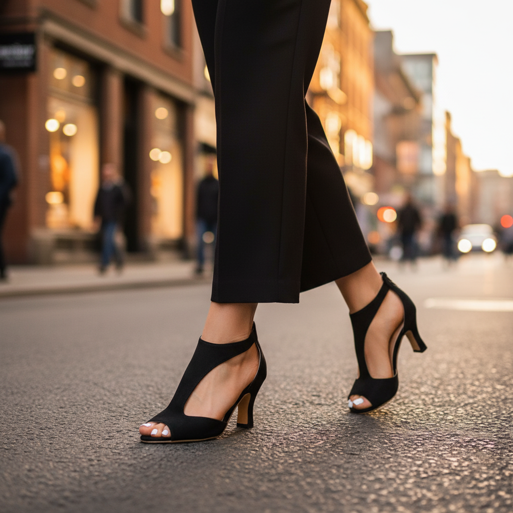 Elegant Suede Peep Toe Sandal for Women with T Strap Cutout Stiletto Heel Style