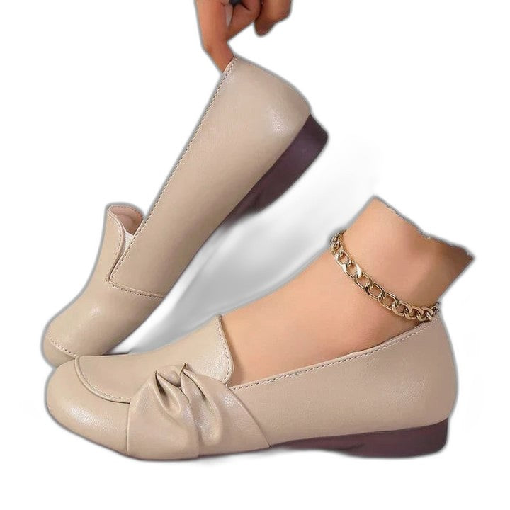 Comfortable Beige Loafers for Women with Closed Toe Casual Style