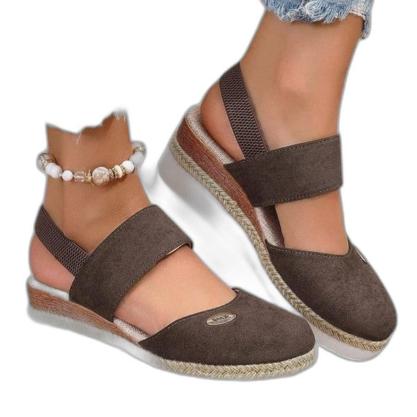 Comfortable Black Espadrilles for Women with Platform Ankle Strap Closed Toe Casual Style