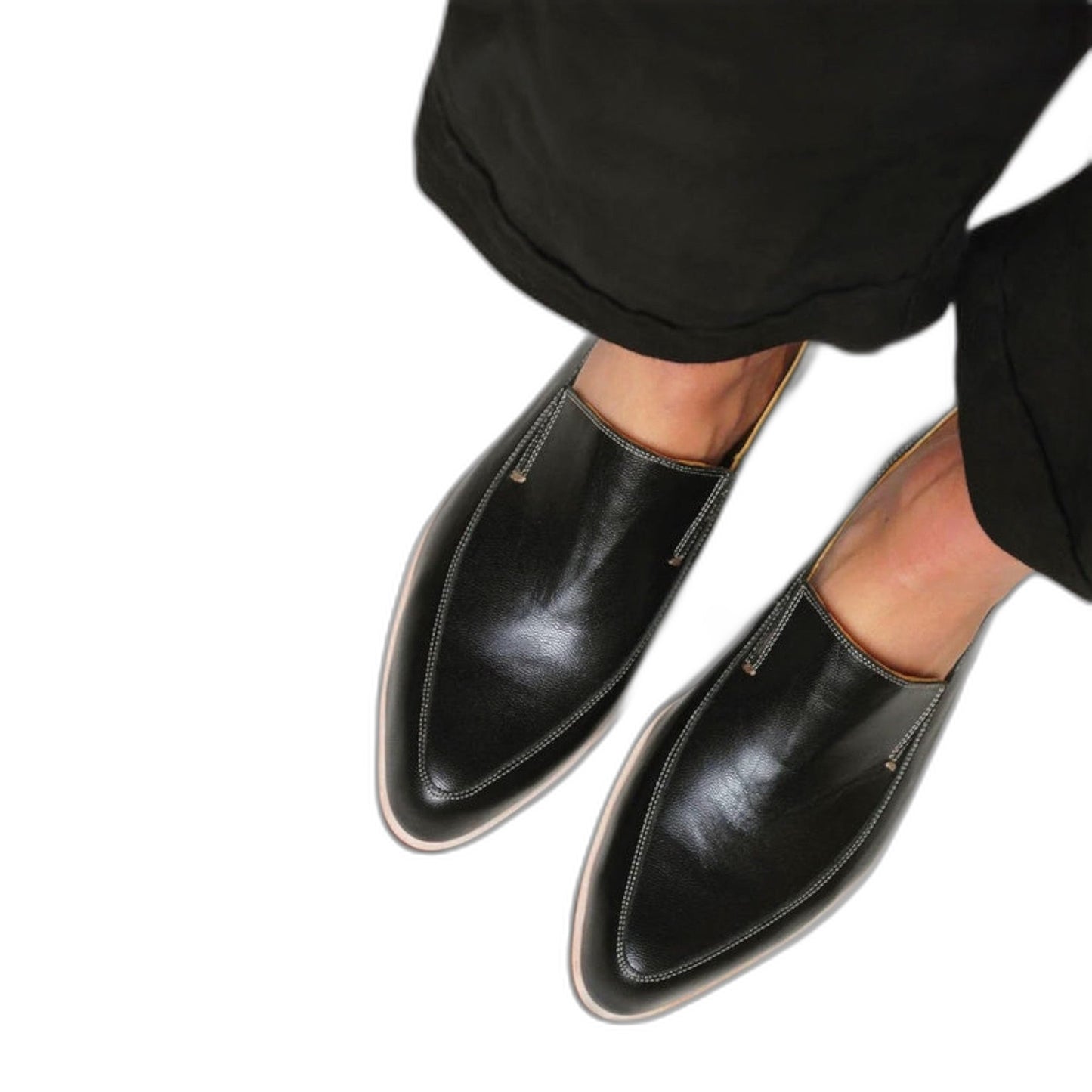 Comfortable Black Leather Loafers for Women with Pointed Toe Office Style