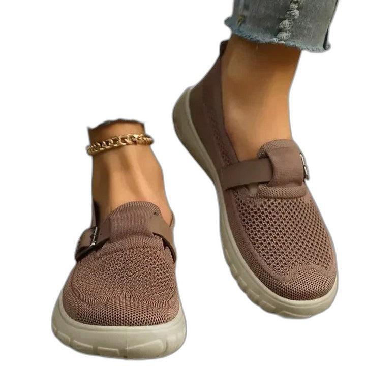 Comfortable Black Loafers for Women with Closed Toe Buckle Casual Style