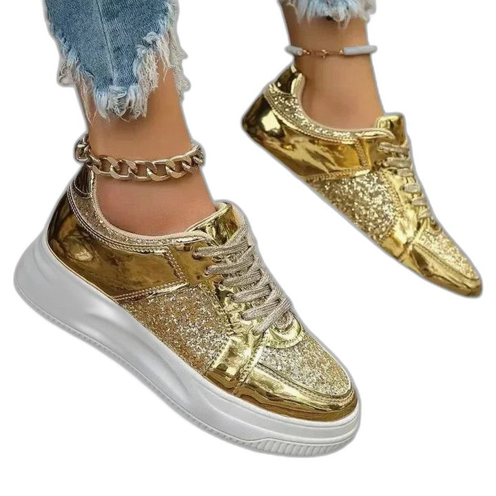 Comfortable Black Sneakers for Women with Platform Closed Toe Lace Up Casual Style