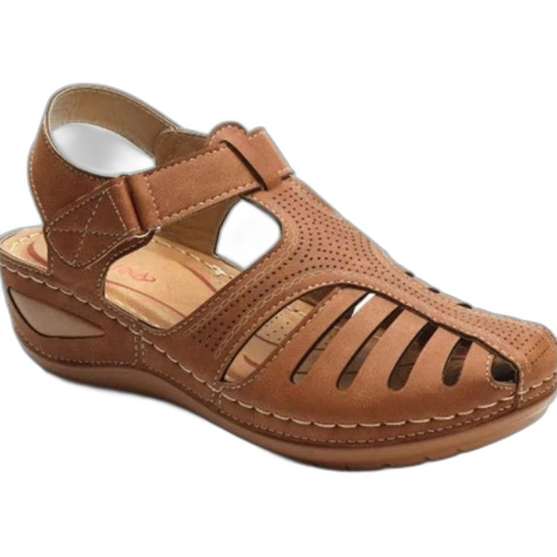 Comfortable Blue Sandals for Women with Cutout Closed Toe Casual Style