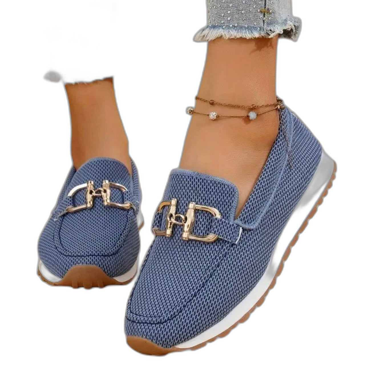 Comfortable Blue Suede Loafers for Women with Closed Toe Casual Style