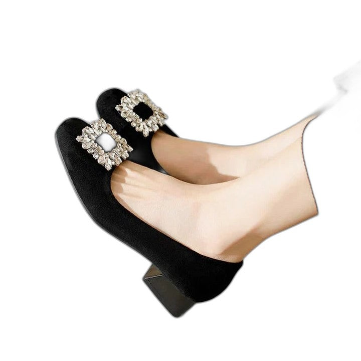 Comfortable Brown Leather Flats for Women with Pointed Toe Buckle Casual Style