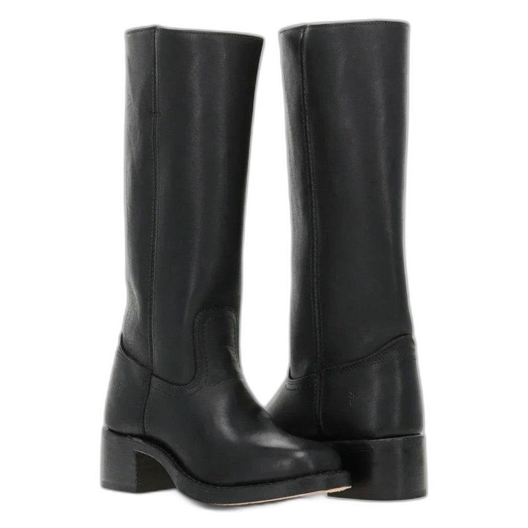 Comfortable Brown Leather Knee High Boots for Women with Block Heel Closed Toe Casual Style
