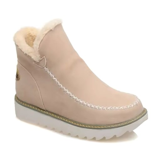 Comfortable Brown Suede Ankle Boots for Women with Closed Toe Fur Lined Casual Style
