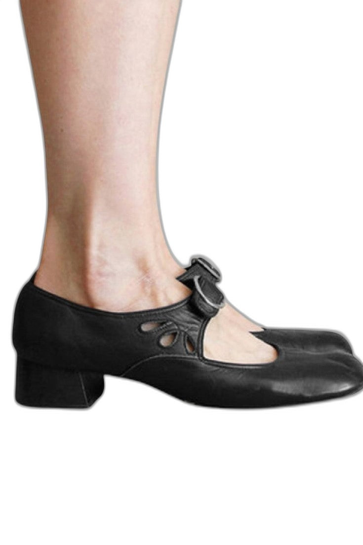 Comfortable Burgundy Velvet Mary Jane Shoes for Women with Block Heel Closed Toe Buckle Casual Style