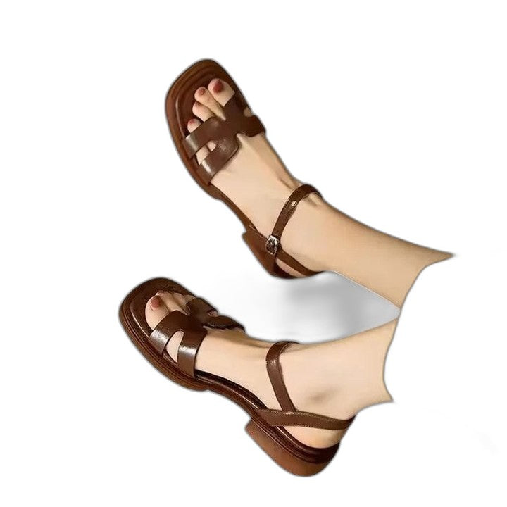 Comfortable Cream Sandals for Women with Ankle Strap Open Toe Casual Style
