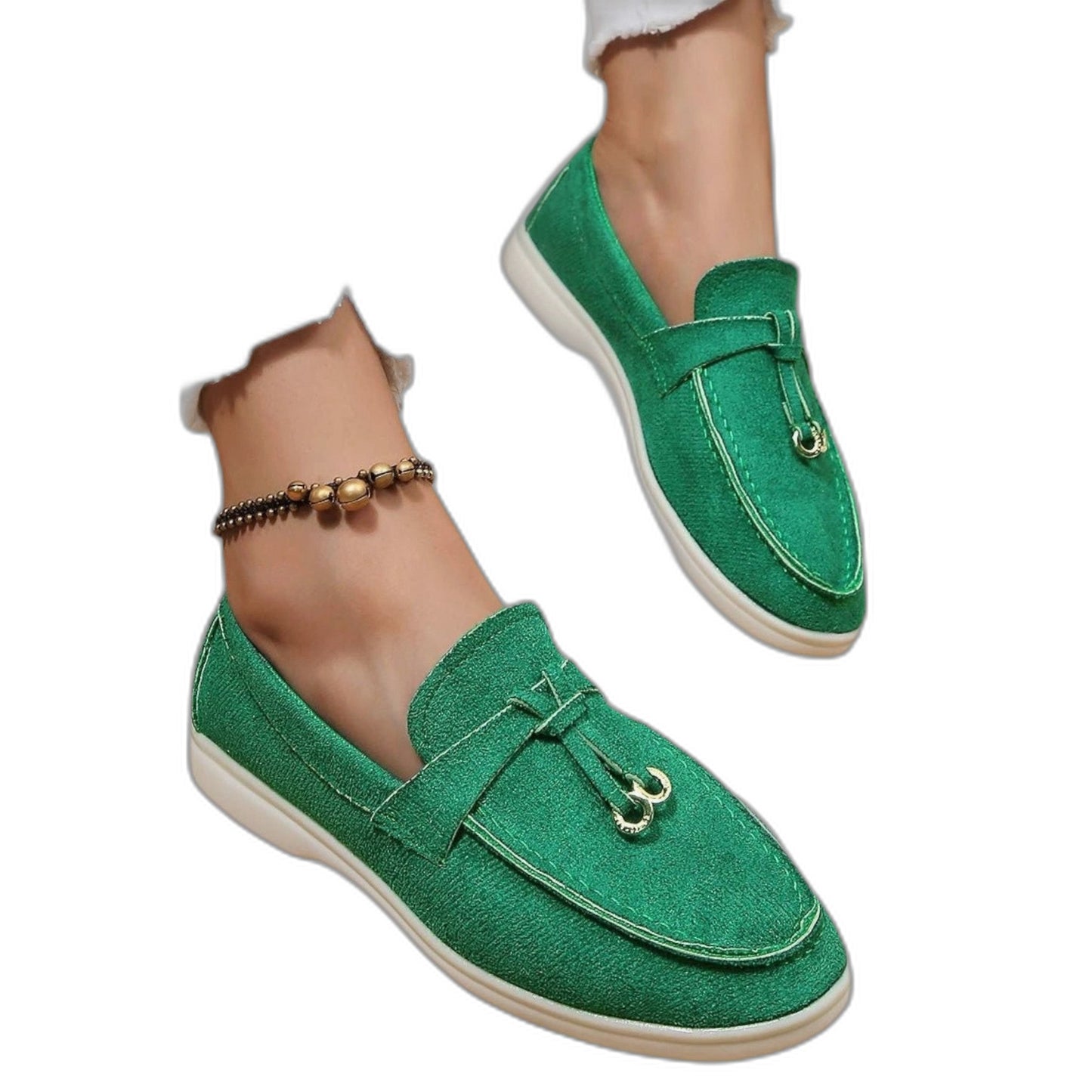 Comfortable Cream Suede Loafers for Women with Closed Toe Casual Style