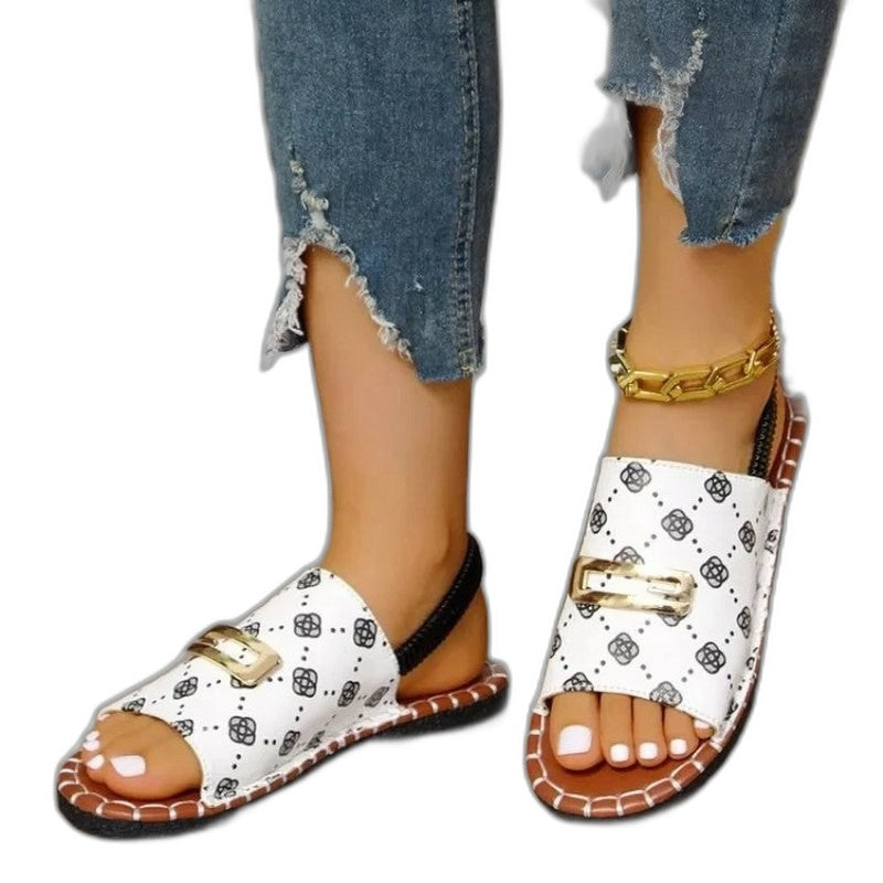 Comfortable Geometric Sandals for Women with Open Toe Buckle Casual Style