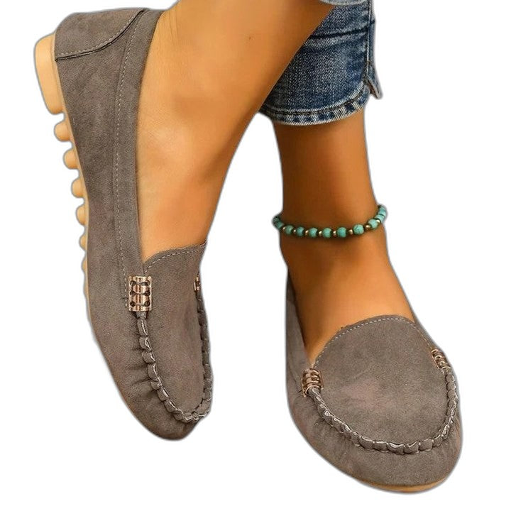 Comfortable Green Suede Loafers for Women with Closed Toe Casual Style