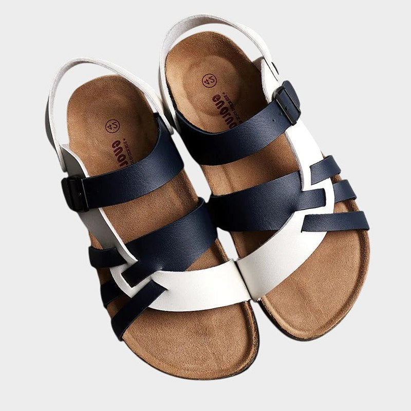 Comfortable Leather Sandals for Women with Ankle Strap Open Toe Casual Style