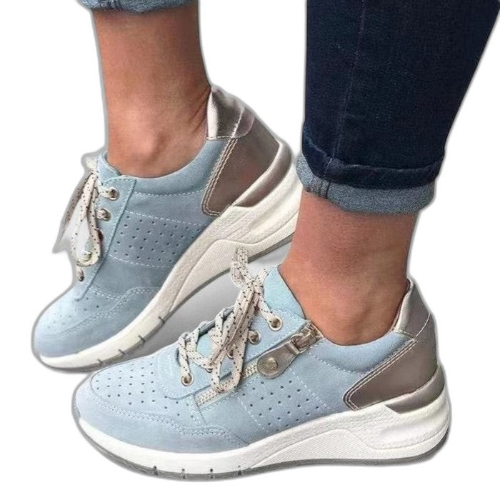 Comfortable Sage Green Sneakers for Women with Closed Toe Lace Up Casual Style