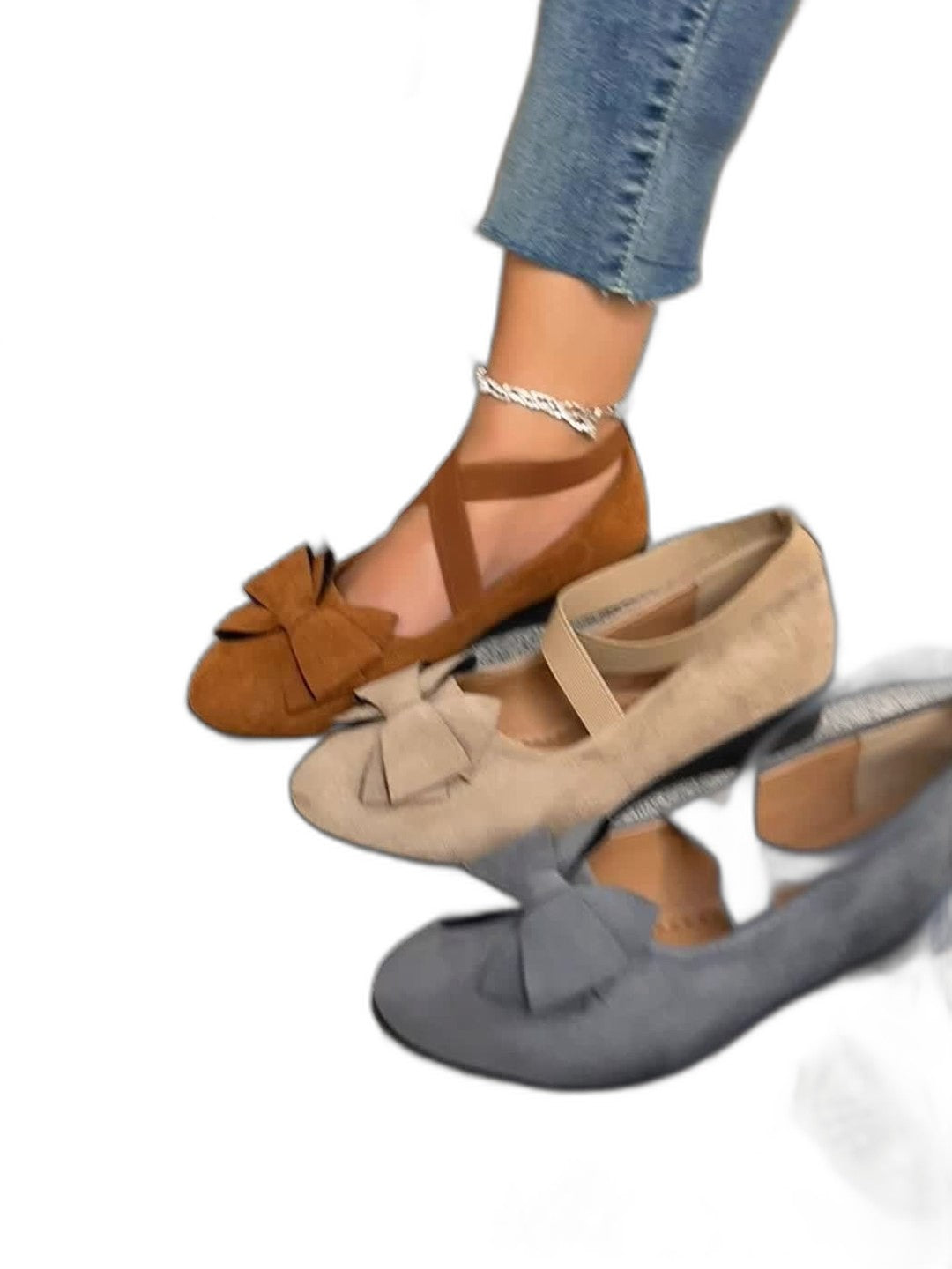 Comfortable Suede Flats for Women with Ankle Strap Closed Toe Casual Style