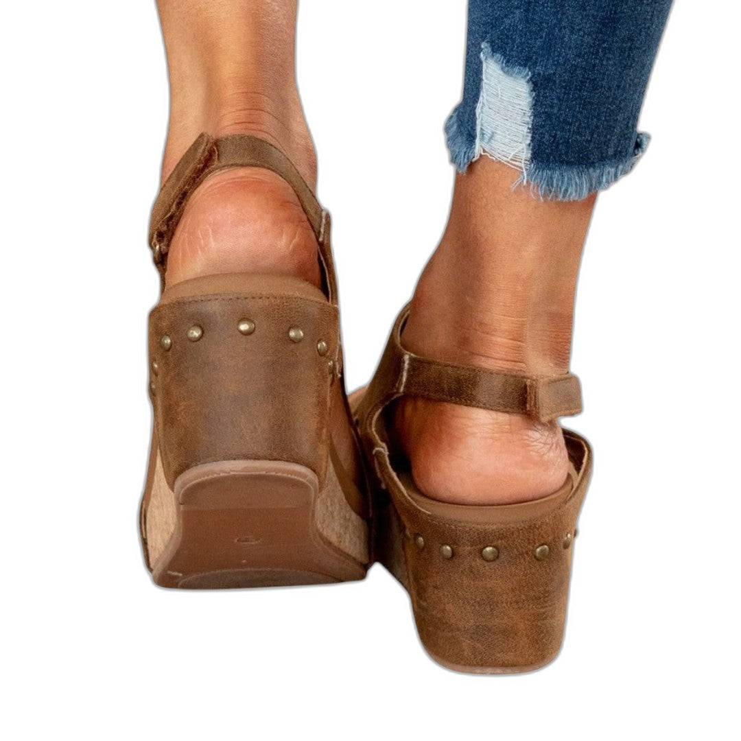 Comfortable Tan Suede Mules for Women with Slingback Open Toe Buckle Casual Style