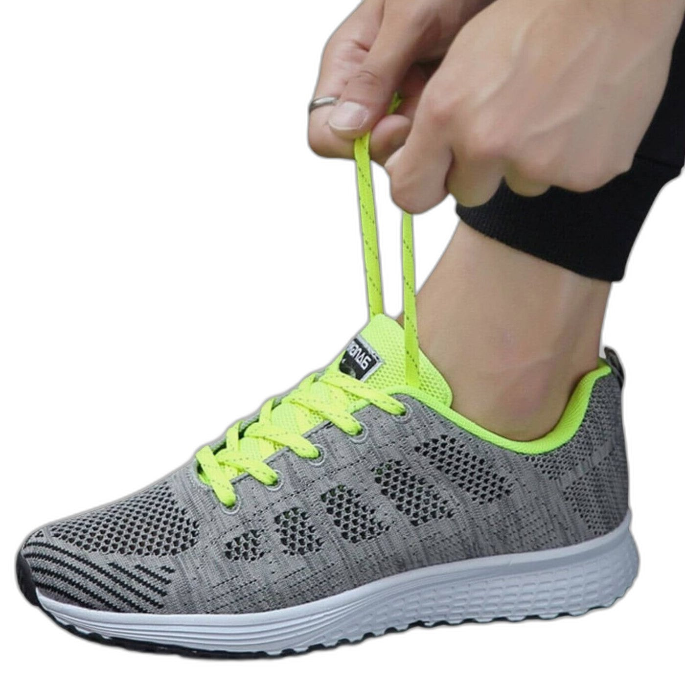 Comfortable White Mesh Sneakers for Women with Closed Toe Lace Up Casual Style