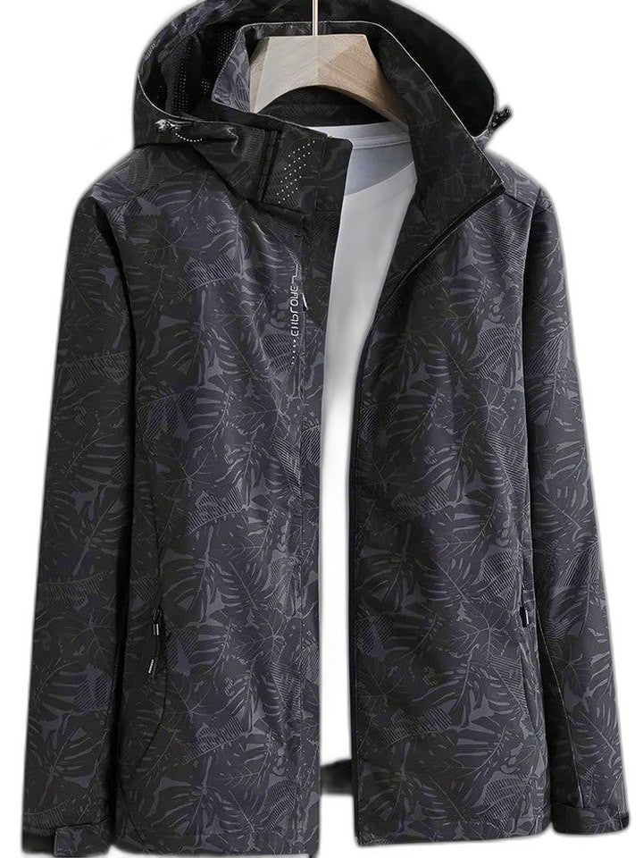 Effortless Abstract Jacket for Women with Collared Long Sleeve Pockets Casual Style