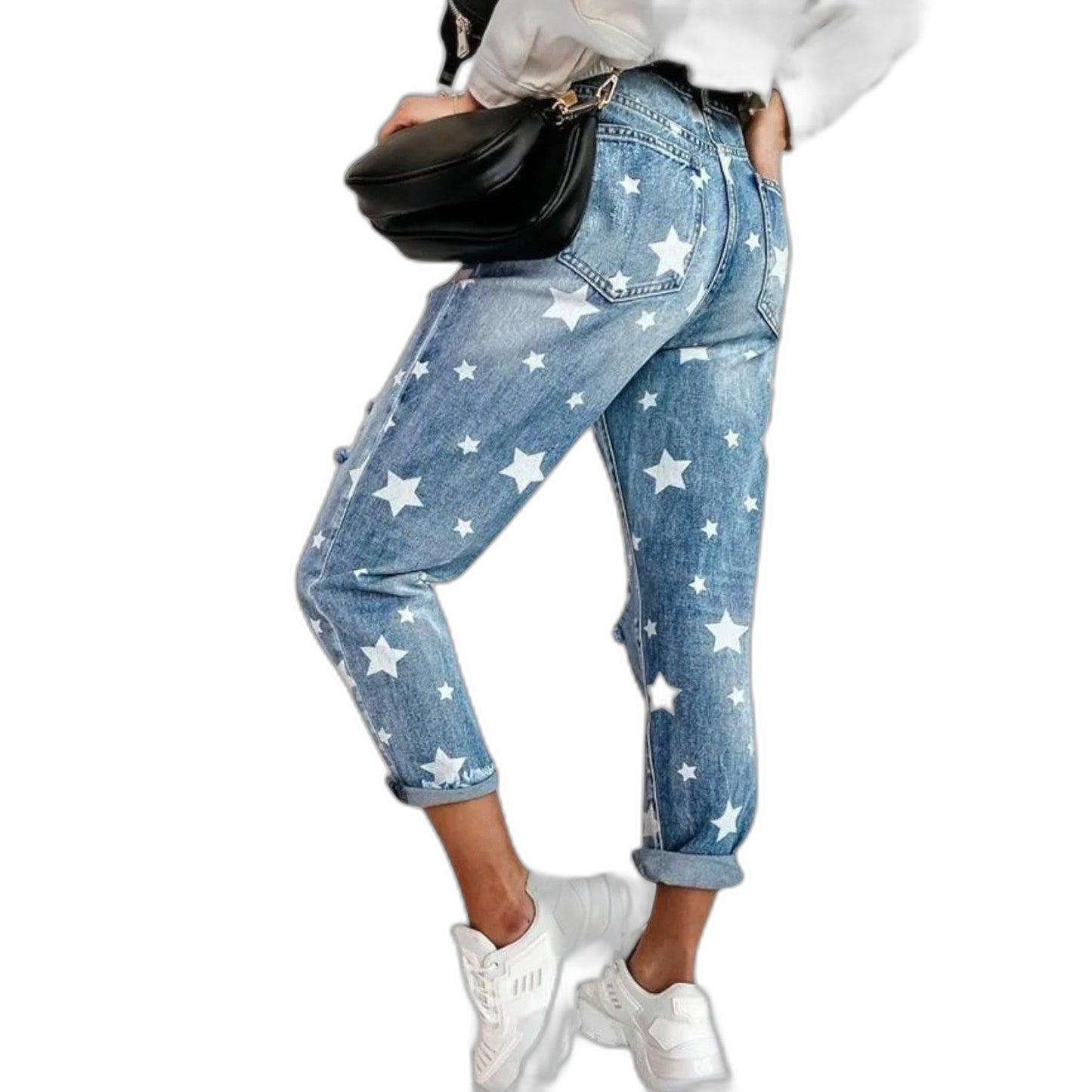 Effortless Abstract Jeans for Women with Belted Straight Leg Casual Style