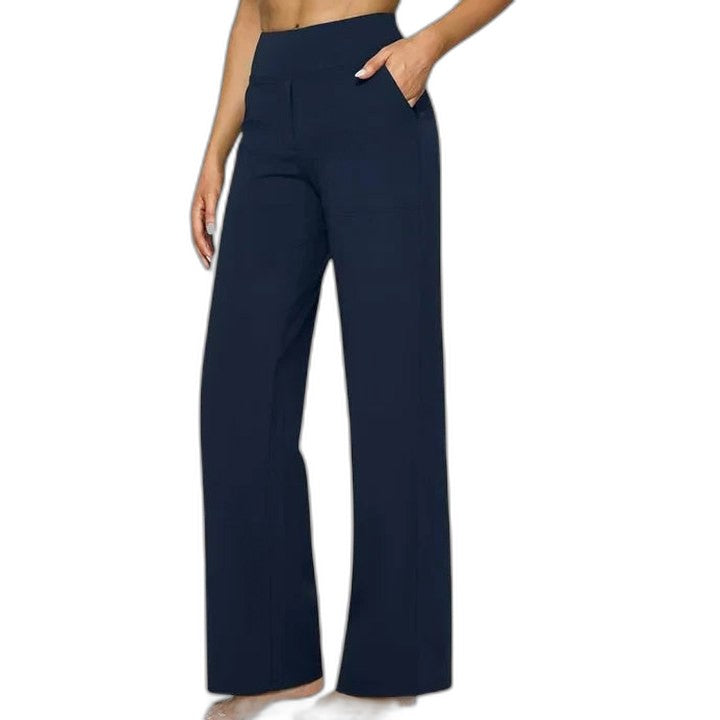 Effortless Beige Wide Leg Pants for Women with High Waisted Casual Style