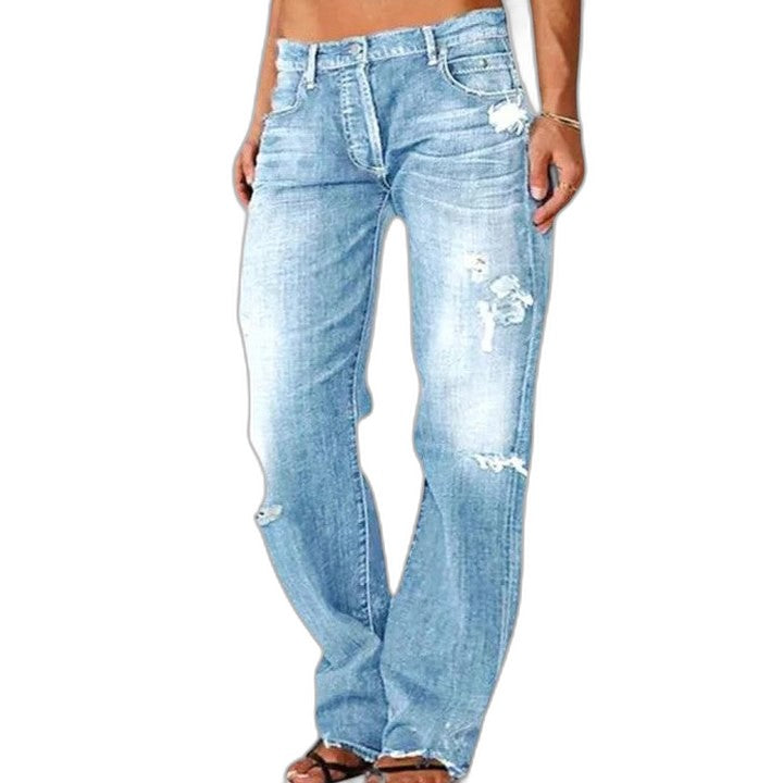 Effortless Blue Denim Jeans for Women with Straight Leg Casual Style