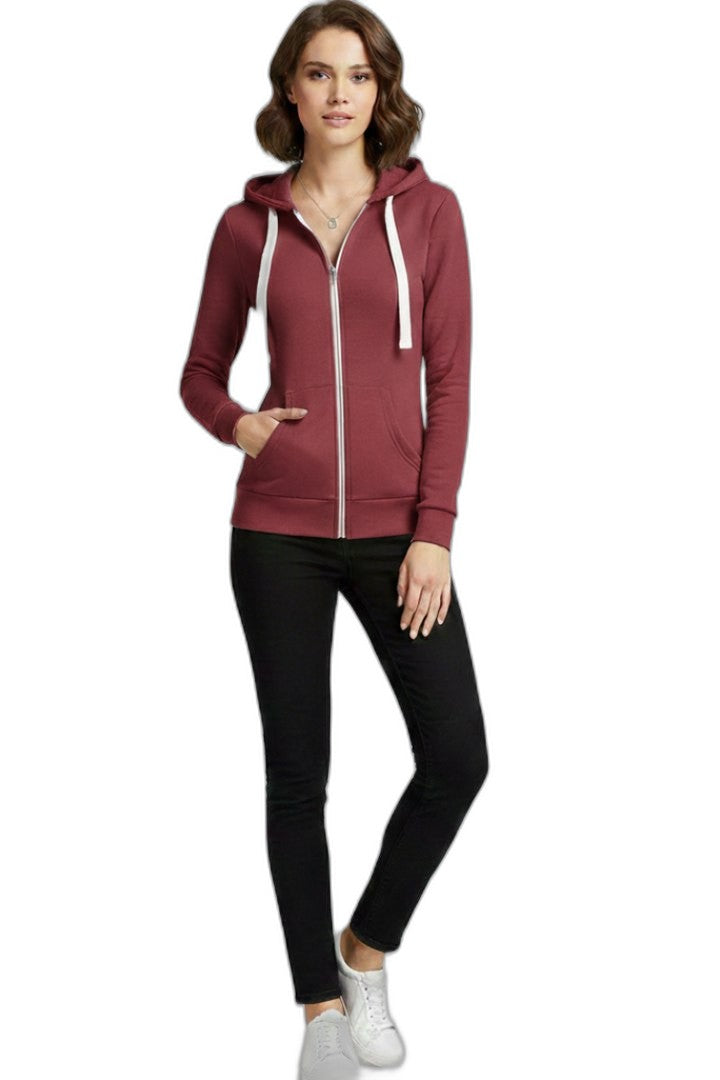 Effortless Blue Jacket for Women with High Neck Long Sleeve Drawstring Zip Up Pockets Casual Style