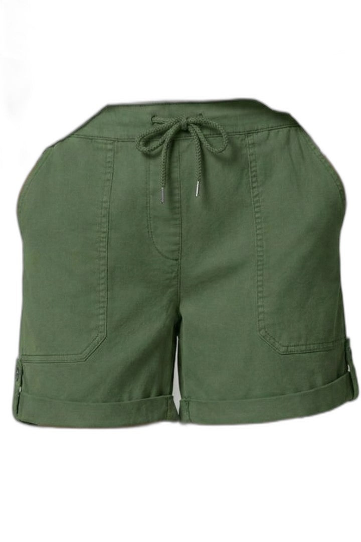 Effortless Blue Linen Shorts for Women with High Waisted Drawstring Pockets Casual Style