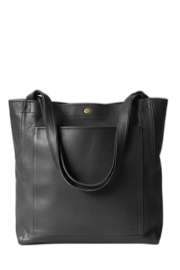 Effortless Brown Leather Tote Bag for Women with Pockets Casual Style