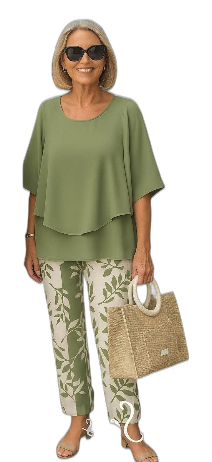 Effortless Floral Two Piece Set for Women with Wide Leg Flowing Casual Style