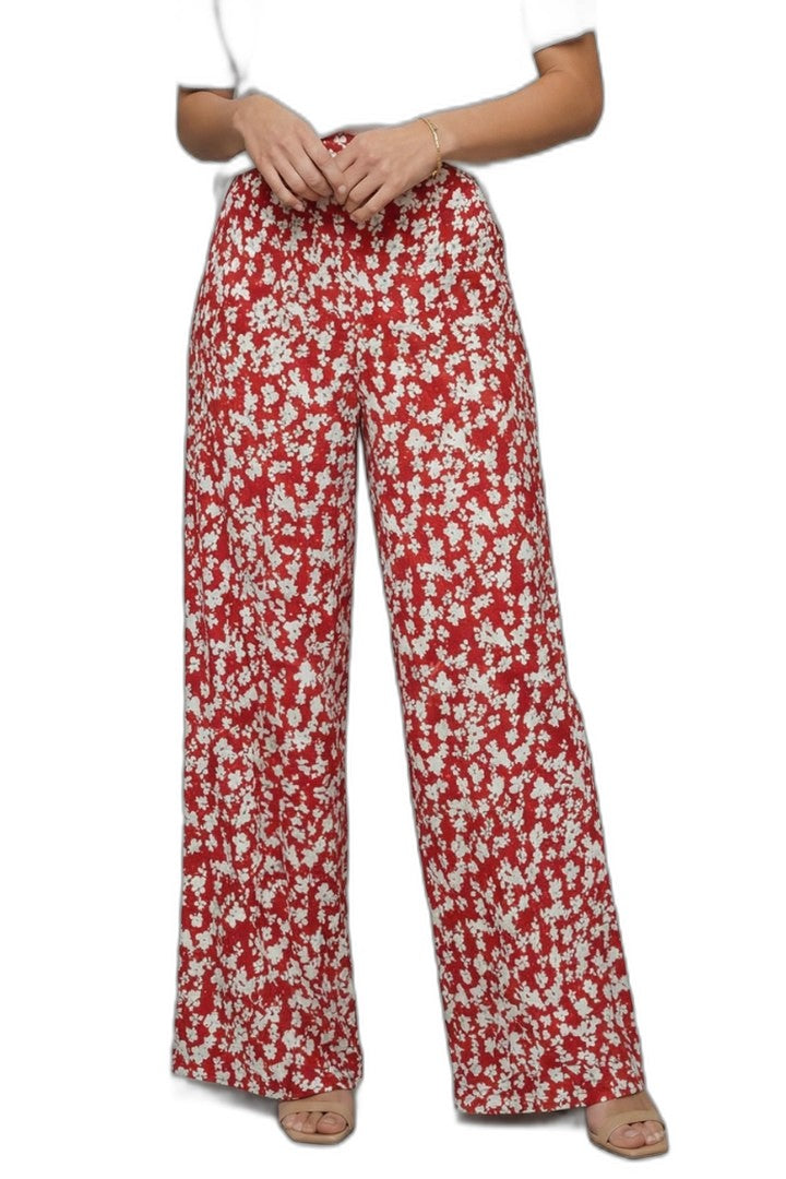 Effortless Floral Wide Leg Pants for Women with High Waisted Palazzo Casual Style