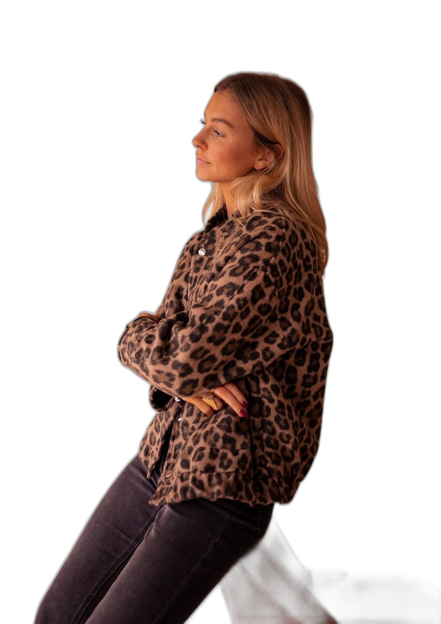 Effortless Leopard Blouse for Women with V Neck Long Sleeve Oversized Casual Style