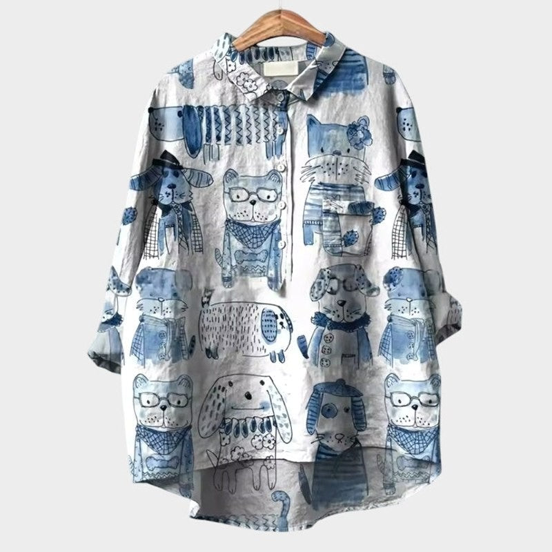 Effortless Linen Blouse for Women with Collared Short Sleeve Button Front Oversized Pockets Casual Style