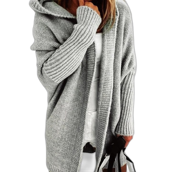 Effortless Orange Knit Cardigan Sweater for Women with Long Sleeve Oversized Pockets Casual Style