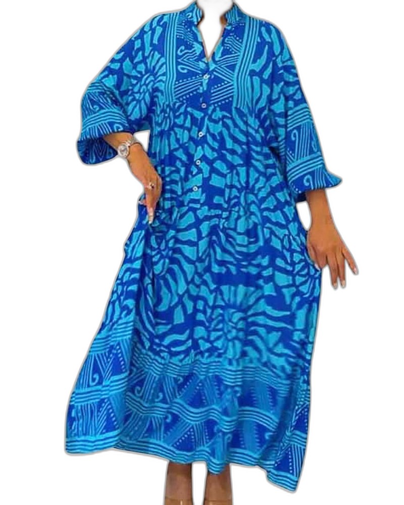 Effortless Pink Floral Maxi Dress for Women with V Neck Long Sleeve Tiered Flowing Casual Style