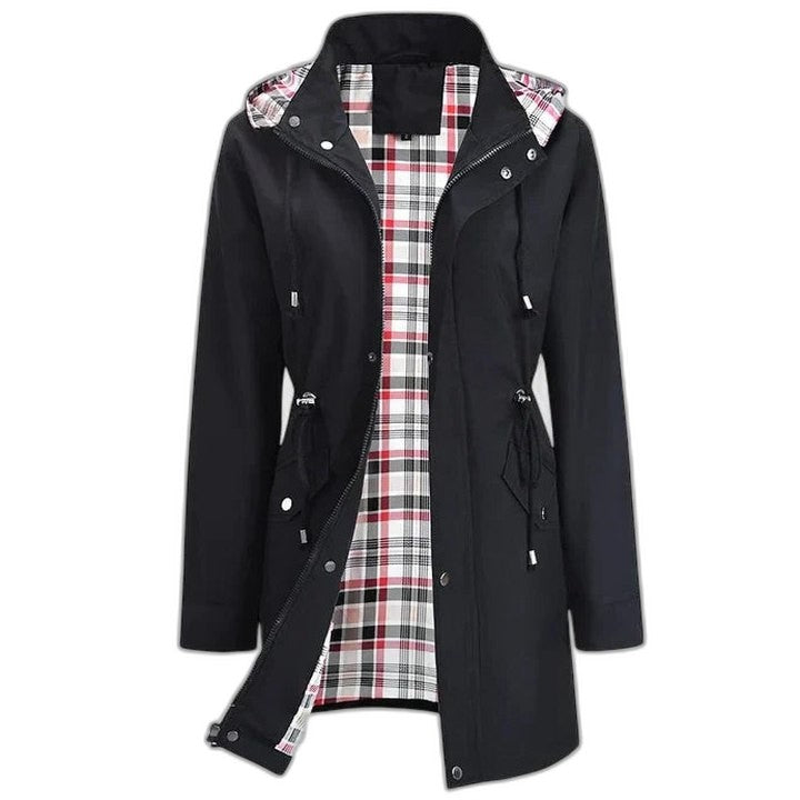 Effortless Red Jacket for Women with Collared Long Sleeve Pockets Casual Style