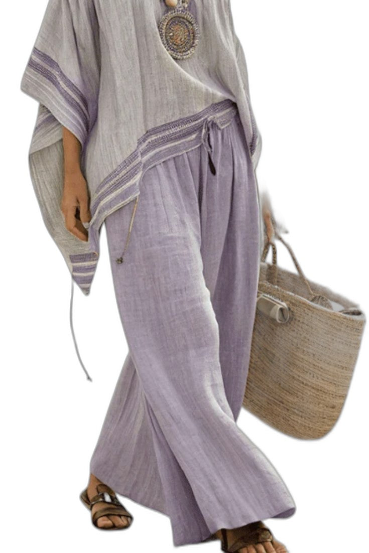 Effortless Striped Two Piece Set for Women with Wide Leg Flowing Casual Style