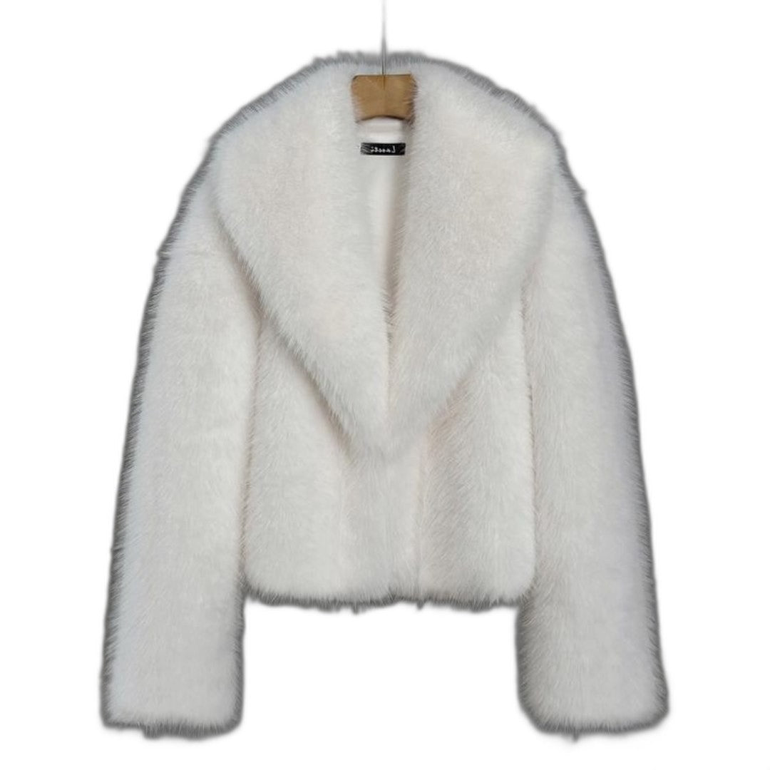 Elegant Brown Jacket for Women with Long Sleeve Cropped Fur Lined Party Style