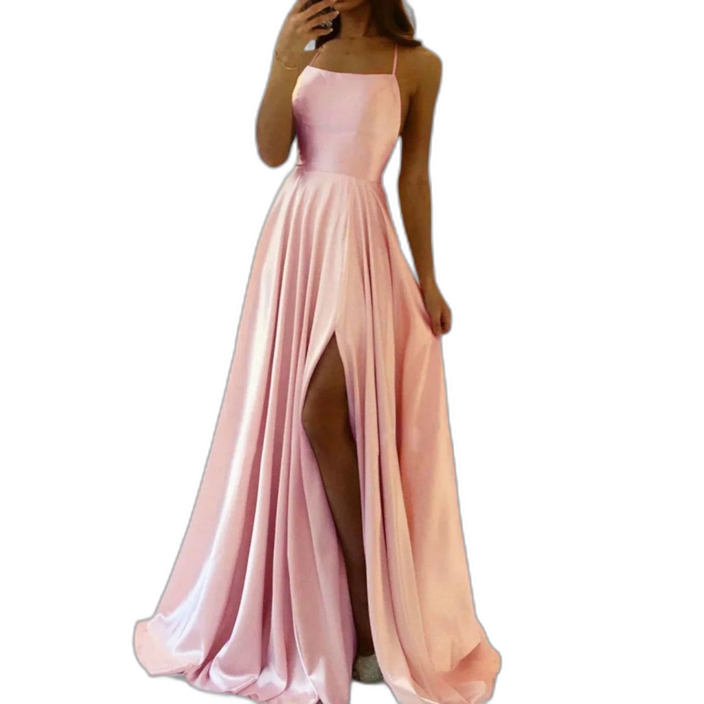 Elegant Sage Green Satin Maxi Dress for Women with Square Neck Sleeveless A Line Flowing Formal Style