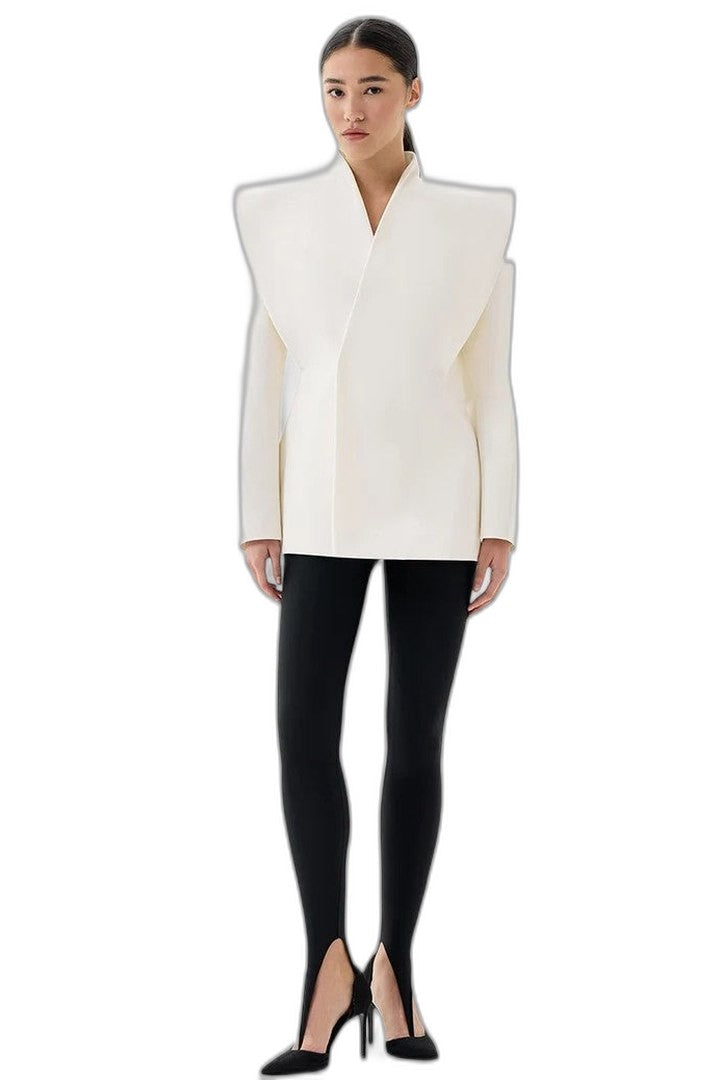 Elegant White Blazer for Women with Sleeveless Office Style