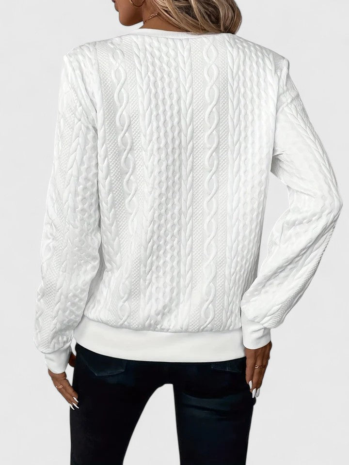 Comfortable Cable Knit Sweater for Women with Zip Neck Long Sleeve Relaxed Oversized Style