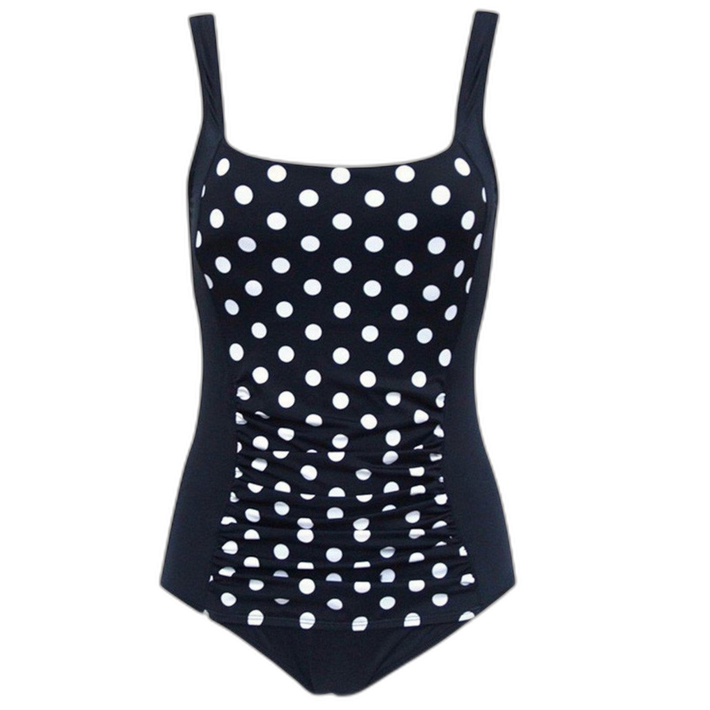Stylish Blue Swimsuit for Women with Square Neck Sleeveless Ruched Padded Vacation Style