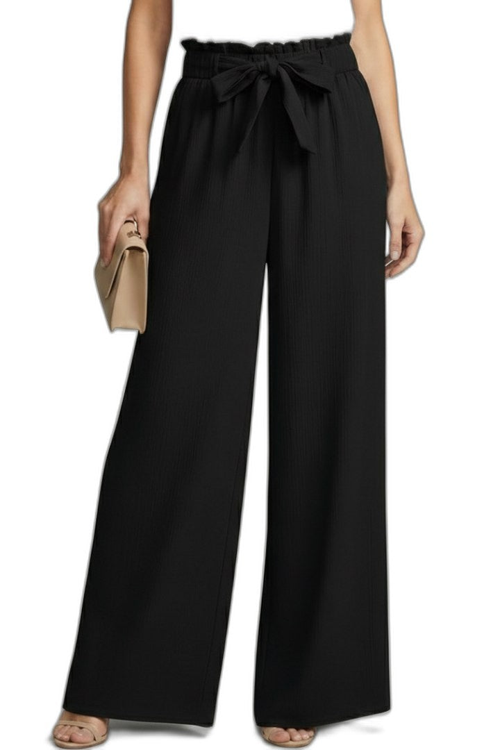 Stylish Navy Wide Leg Pants for Women with Belted High Waisted Palazzo Office Style