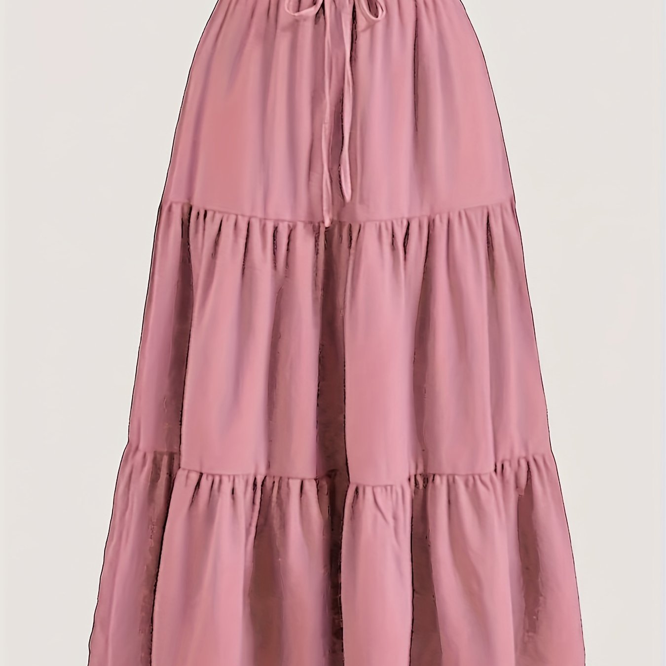 Effortless Tiered Maxi Skirt for Women with Paperbag Waist Drawstring Tie Flowing Style