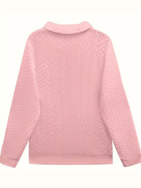 Comfortable Cable Knit Sweater for Women with Zip Collar Long Sleeve Relaxed Casual Style