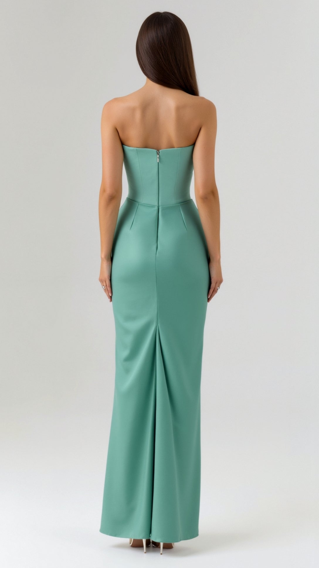 Elegant Velvet Maxi Dress for Women with Strapless Ruched Bodice Mermaid Hem Formal Wedding Guest Style