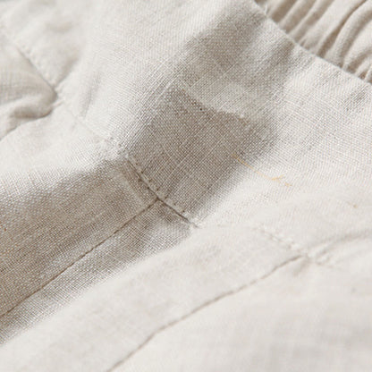 Effortless Linen Wide Leg Pants for Women with High Waist Elastic Pleated Relaxed Style