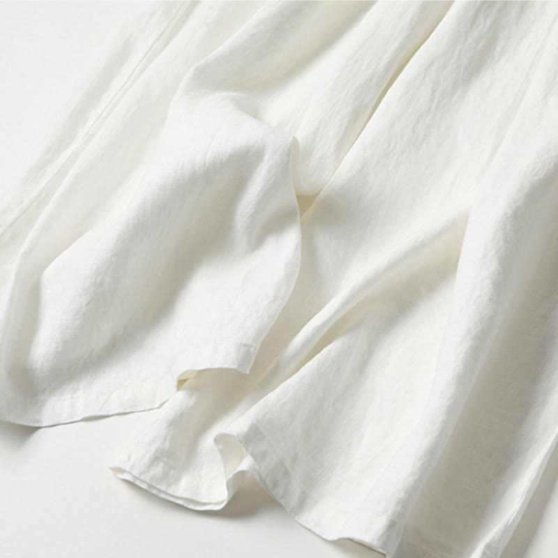 Effortless Linen Wide Leg Pants for Women with High Waist Elastic Pleated Relaxed Style