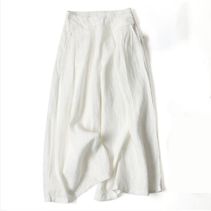 Effortless Linen Wide Leg Pants for Women with High Waist Elastic Pleated Relaxed Style